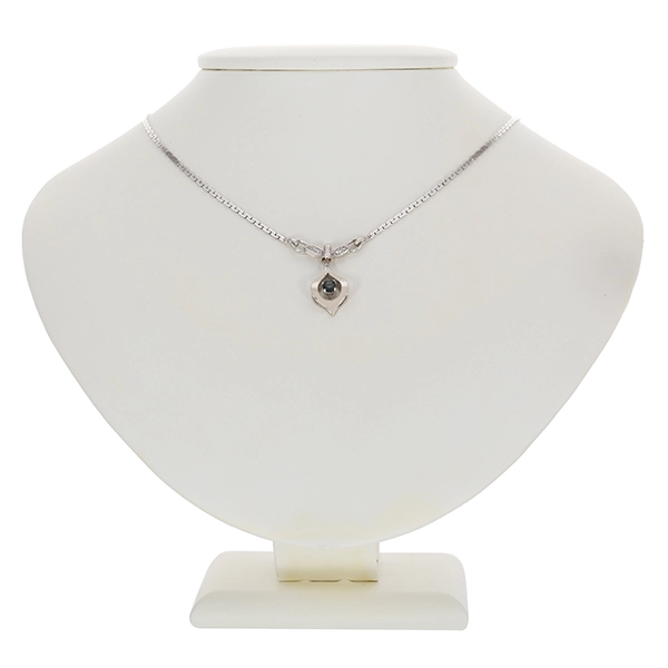 Collier, 14K, Weißgold, Saphir, Diamanten