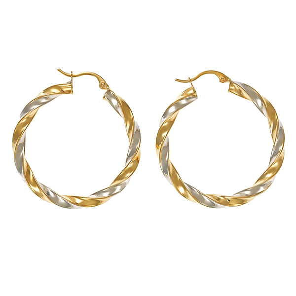 Creolen, 14K, Gelb-/Weißgold