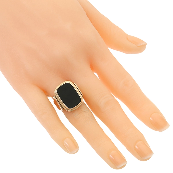 Herrenring, 8K, Gelbgold, Onyx